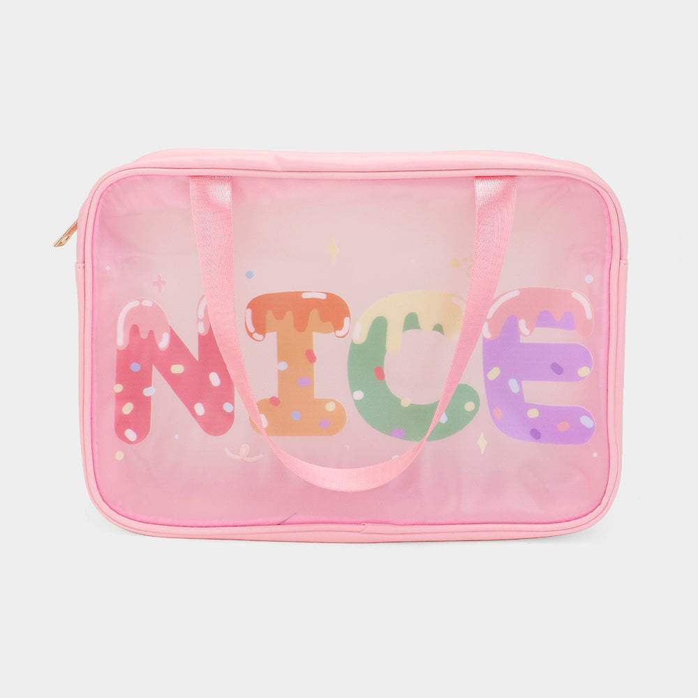 NICE Message Printed Translucent Mesh Divided Shoulder Bag / Tote Bag - Madeline Love - Flyclothing LLC