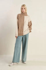 MIXED EMOTIONS COLORBLOCKED SWEATER TOP - Flying Tomato - Flyclothing LLC