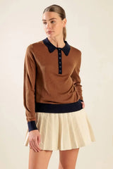 HIDDEN REFLECTIONS SWEATER POLO TOP - Flying Tomato - Flyclothing LLC