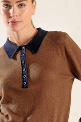 HIDDEN REFLECTIONS SWEATER POLO TOP - Flying Tomato - Flyclothing LLC