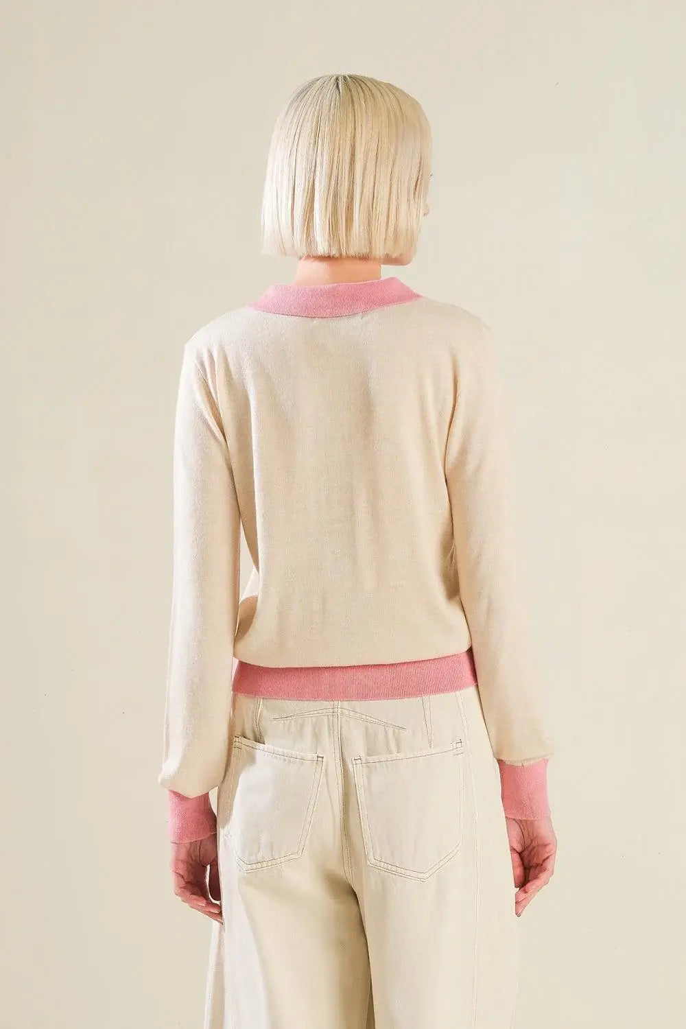 HIDDEN REFLECTIONS SWEATER POLO TOP - Flying Tomato - Flyclothing LLC