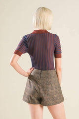 BLISSFUL STROLLS SWEATER POLO TOP - Flying Tomato - Flyclothing LLC