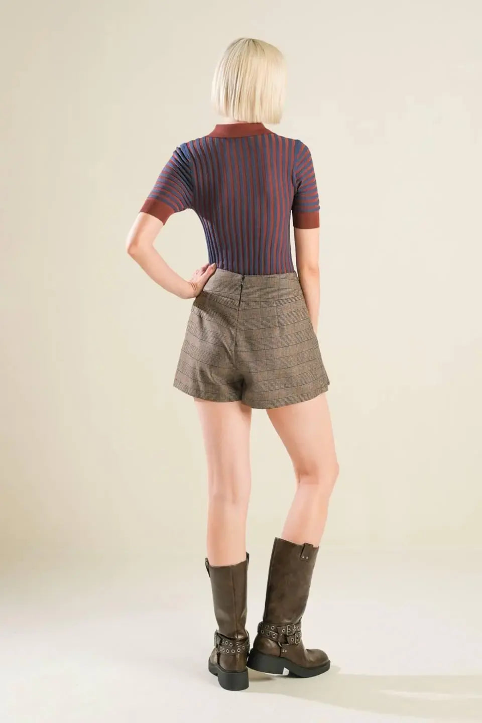 BLISSFUL STROLLS SWEATER POLO TOP - Flying Tomato - Flyclothing LLC