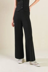 REGAL RISE BLACK KNIT PANTS - Flying Tomato - Flyclothing LLC
