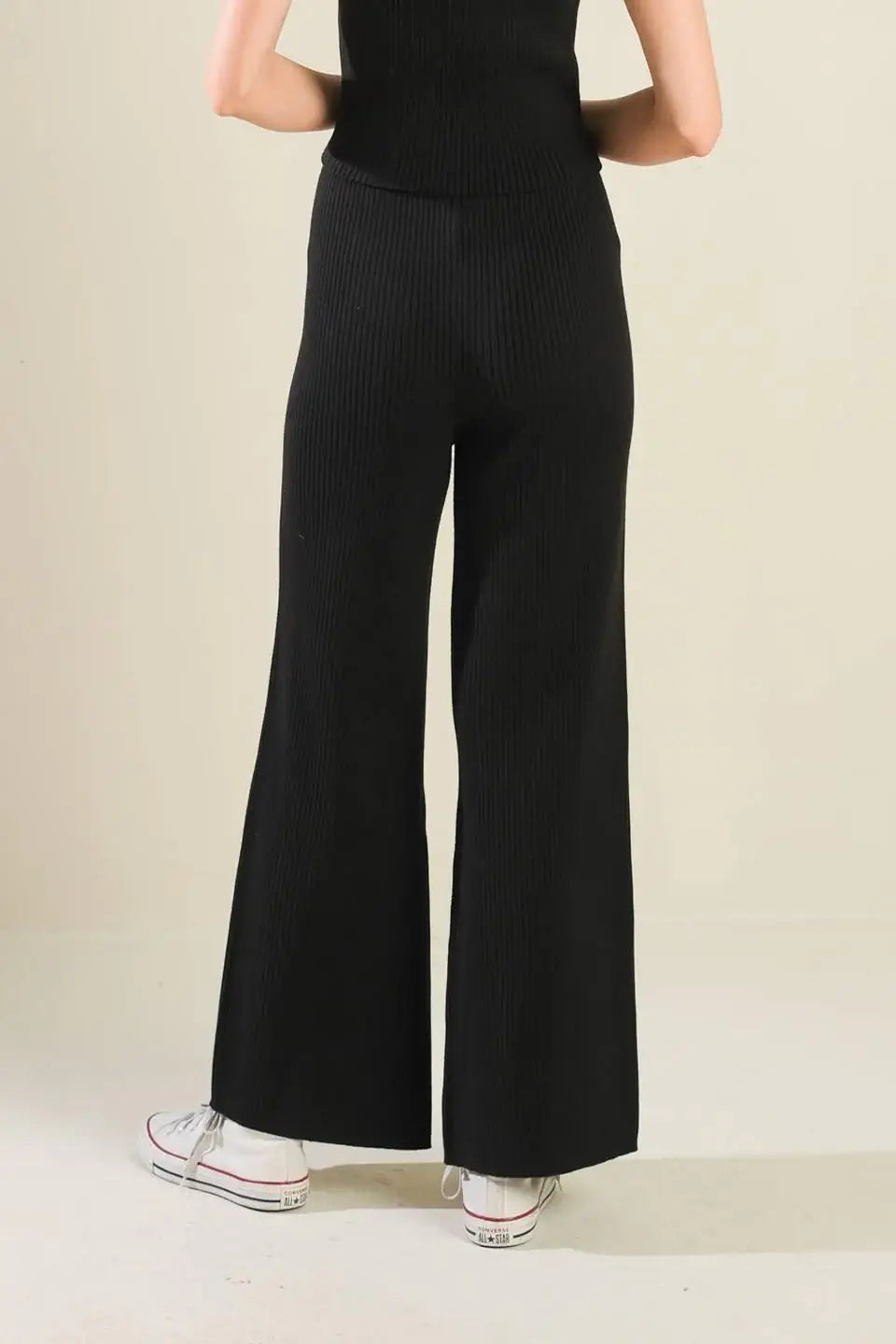 REGAL RISE BLACK KNIT PANTS - Flying Tomato - Flyclothing LLC