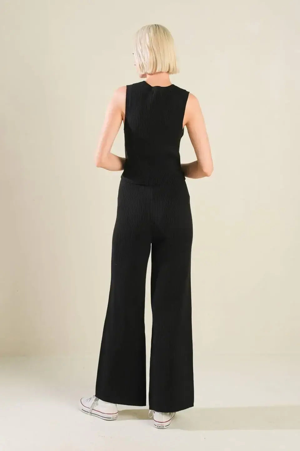REGAL RISE BLACK KNIT PANTS - Flying Tomato - Flyclothing LLC