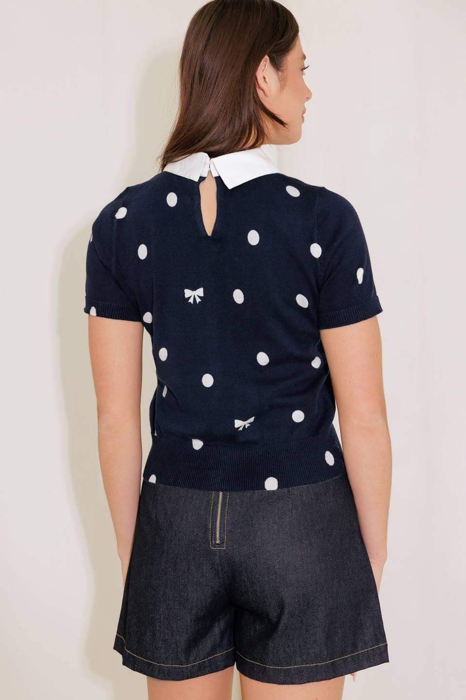 SIDEWALK CAFÉ NAVY SWEATER KNIT TOP - Flying Tomato - Flyclothing LLC