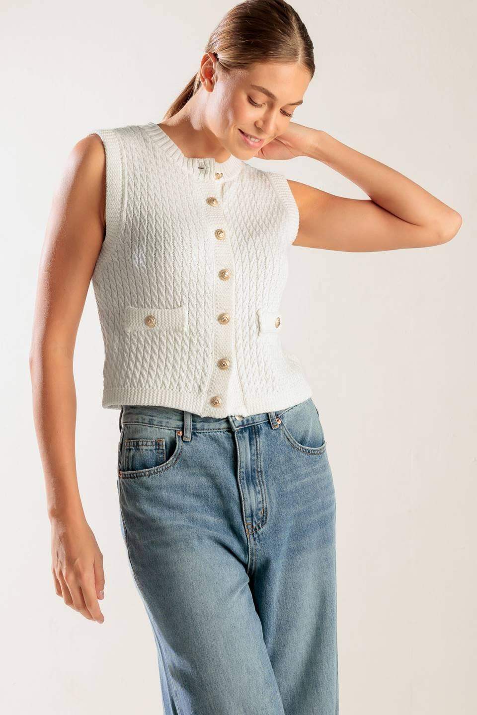 NOTHING LIKE IT WHITE KNIT VEST - Flying Tomato - Flyclothing LLC