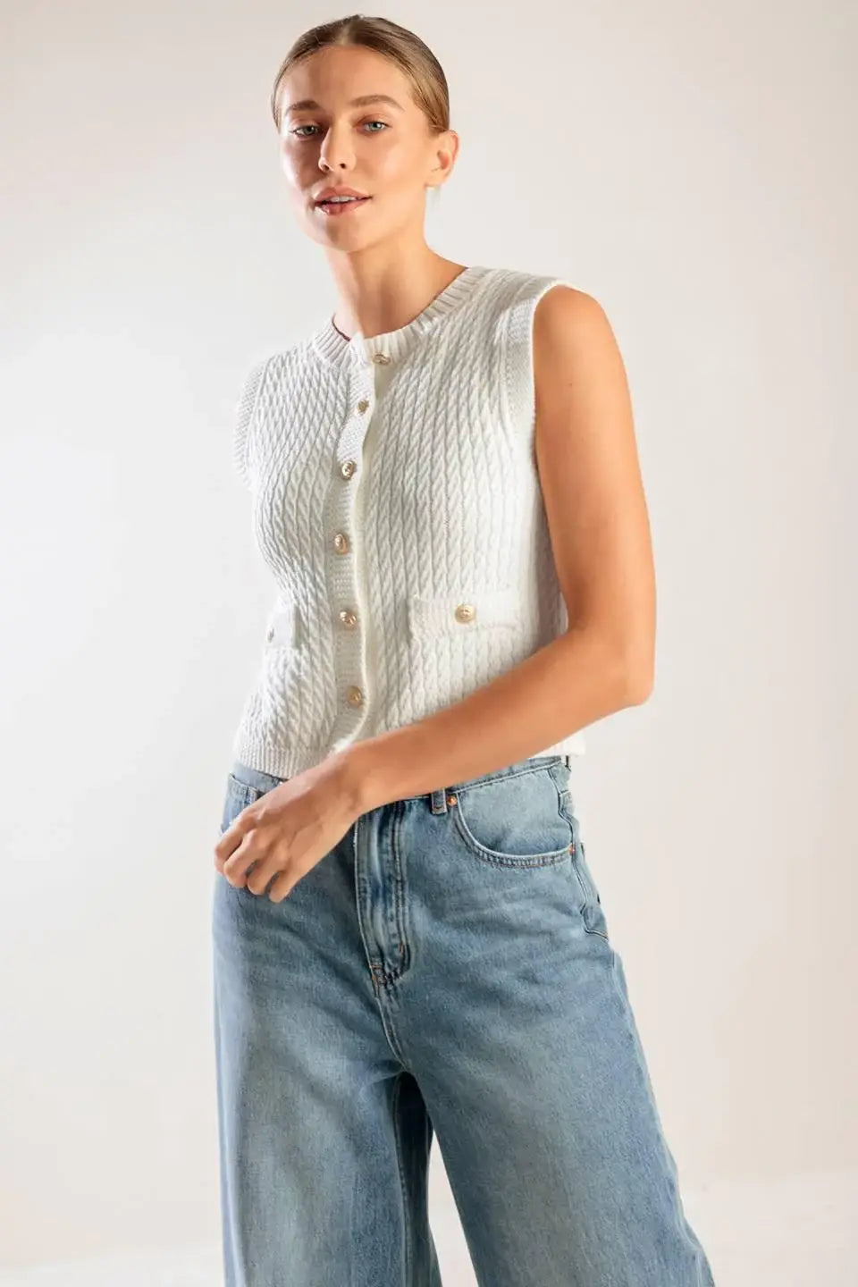 NOTHING LIKE IT WHITE KNIT VEST - Flying Tomato - Flyclothing LLC