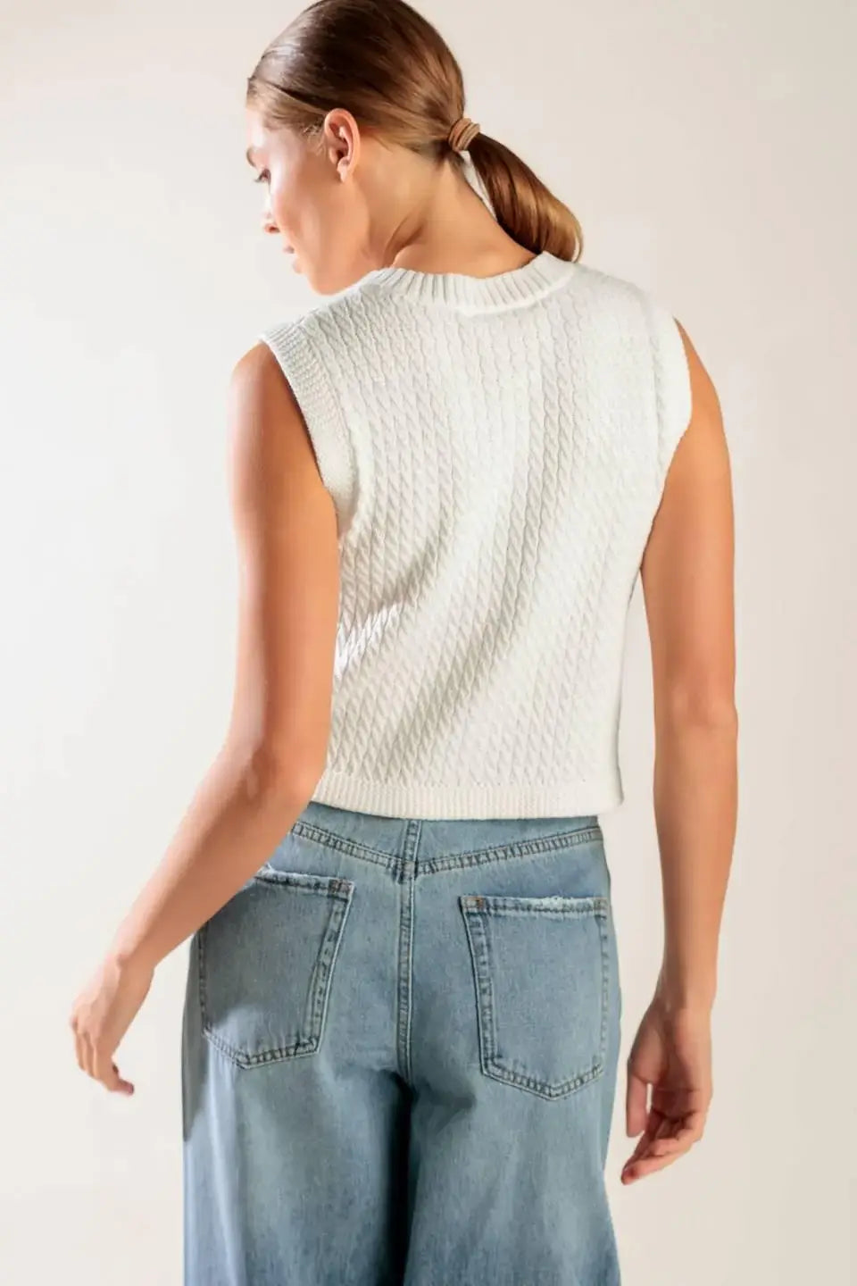 NOTHING LIKE IT WHITE KNIT VEST - Flying Tomato - Flyclothing LLC