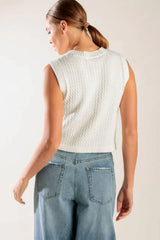 NOTHING LIKE IT WHITE KNIT VEST - Flying Tomato - Flyclothing LLC