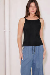 BIT OF SUNSHINE BLACK SWEATER KNIT TANK TOP - Flying Tomato - Flyclothing LLC