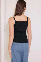 BIT OF SUNSHINE BLACK SWEATER KNIT TANK TOP - Flying Tomato - Flyclothing LLC