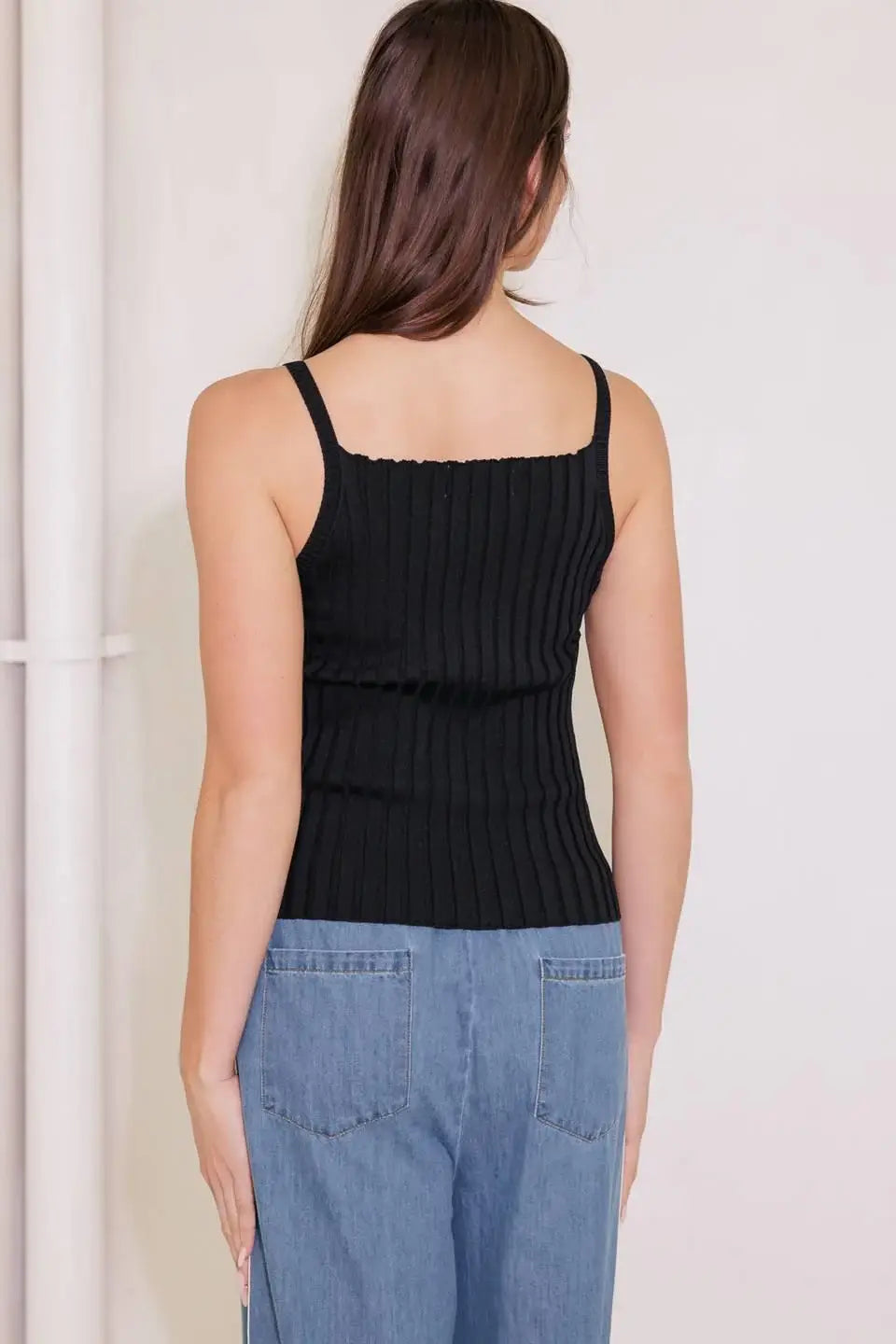 BIT OF SUNSHINE BLACK SWEATER KNIT TANK TOP - Flying Tomato - Flyclothing LLC