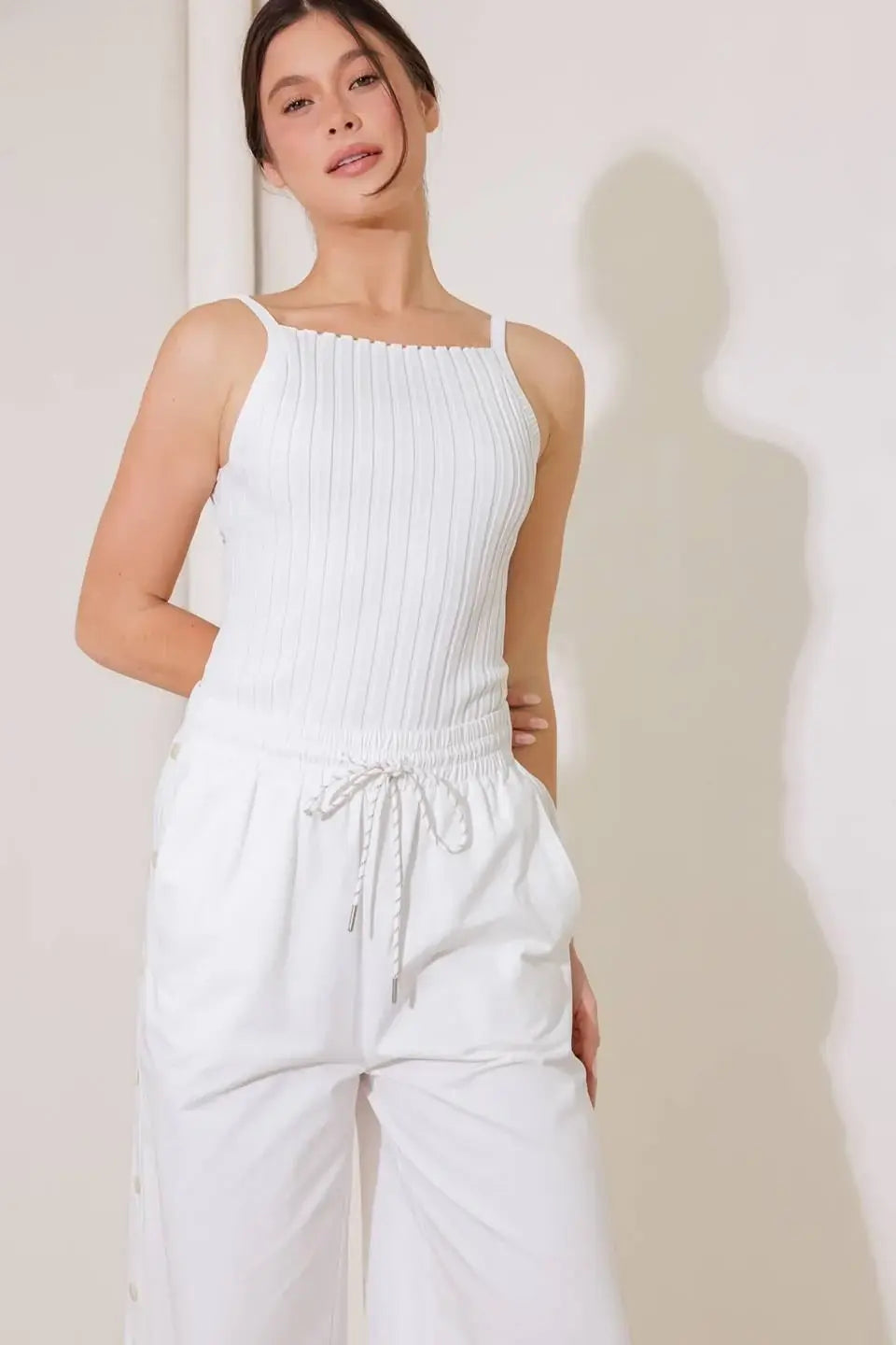 BIT OF SUNSHINE WHITE SWEATER KNIT TANK TOP - Flying Tomato - Flyclothing LLC