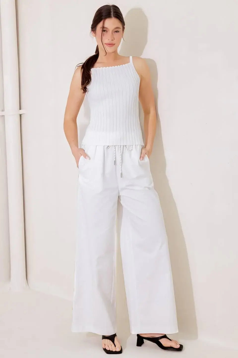 BIT OF SUNSHINE WHITE SWEATER KNIT TANK TOP - Flying Tomato - Flyclothing LLC