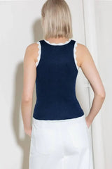 DEEP CONNECTION NAVY KNIT TANK TOP - Flying Tomato - Flyclothing LLC