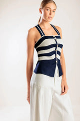 SHINE BRIGHT NAVY KNIT TOP - Flying Tomato - Flyclothing LLC