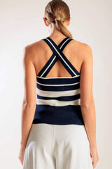 SHINE BRIGHT NAVY KNIT TOP - Flying Tomato - Flyclothing LLC
