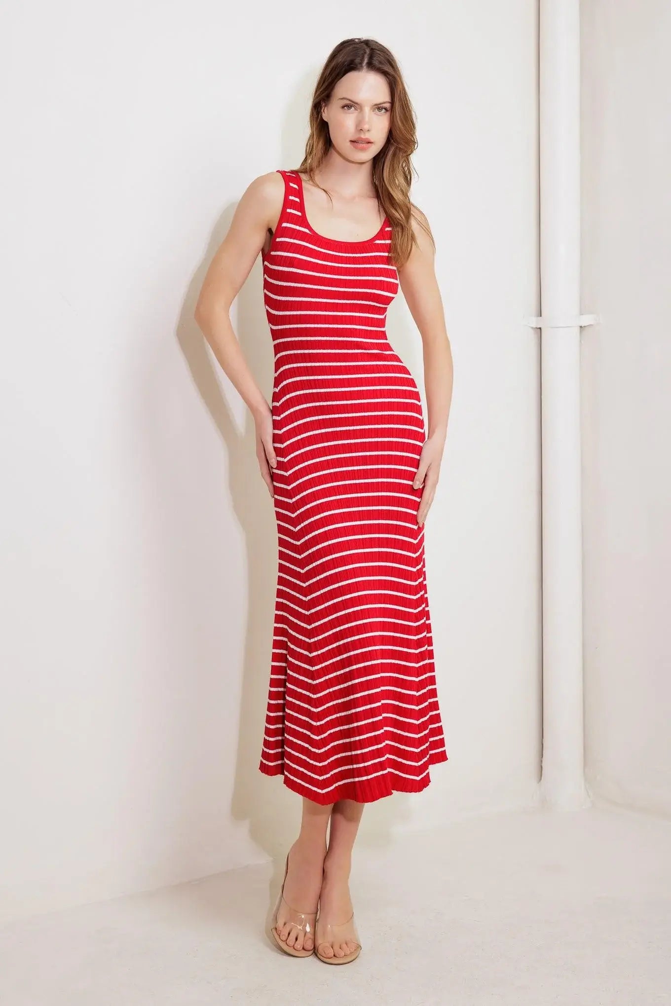SOFT SIDE OF RED KNIT MIDI DRESS - Flying Tomato - Flyclothing LLC
