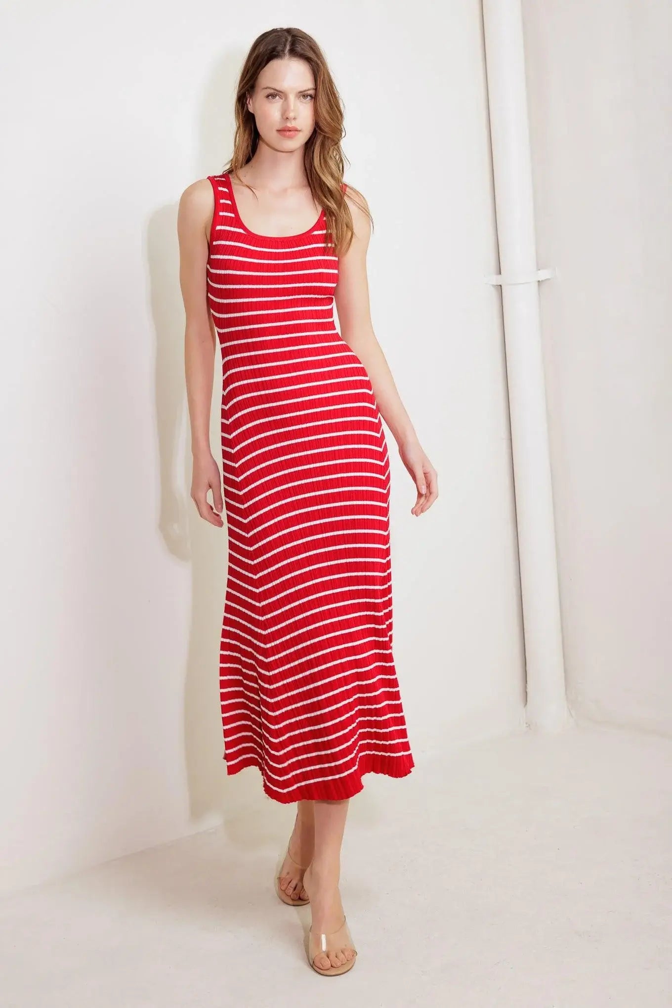 SOFT SIDE OF RED KNIT MIDI DRESS - Flying Tomato - Flyclothing LLC