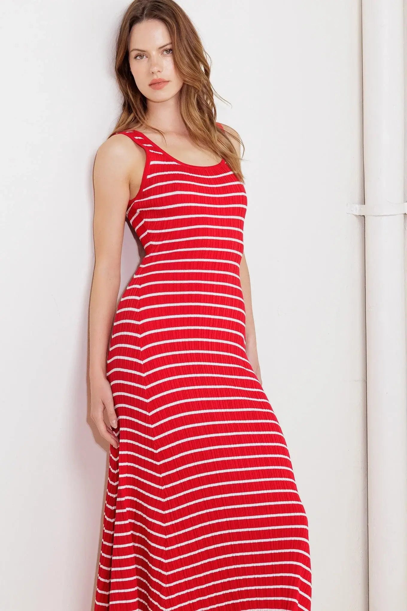 SOFT SIDE OF RED KNIT MIDI DRESS - Flying Tomato - Flyclothing LLC