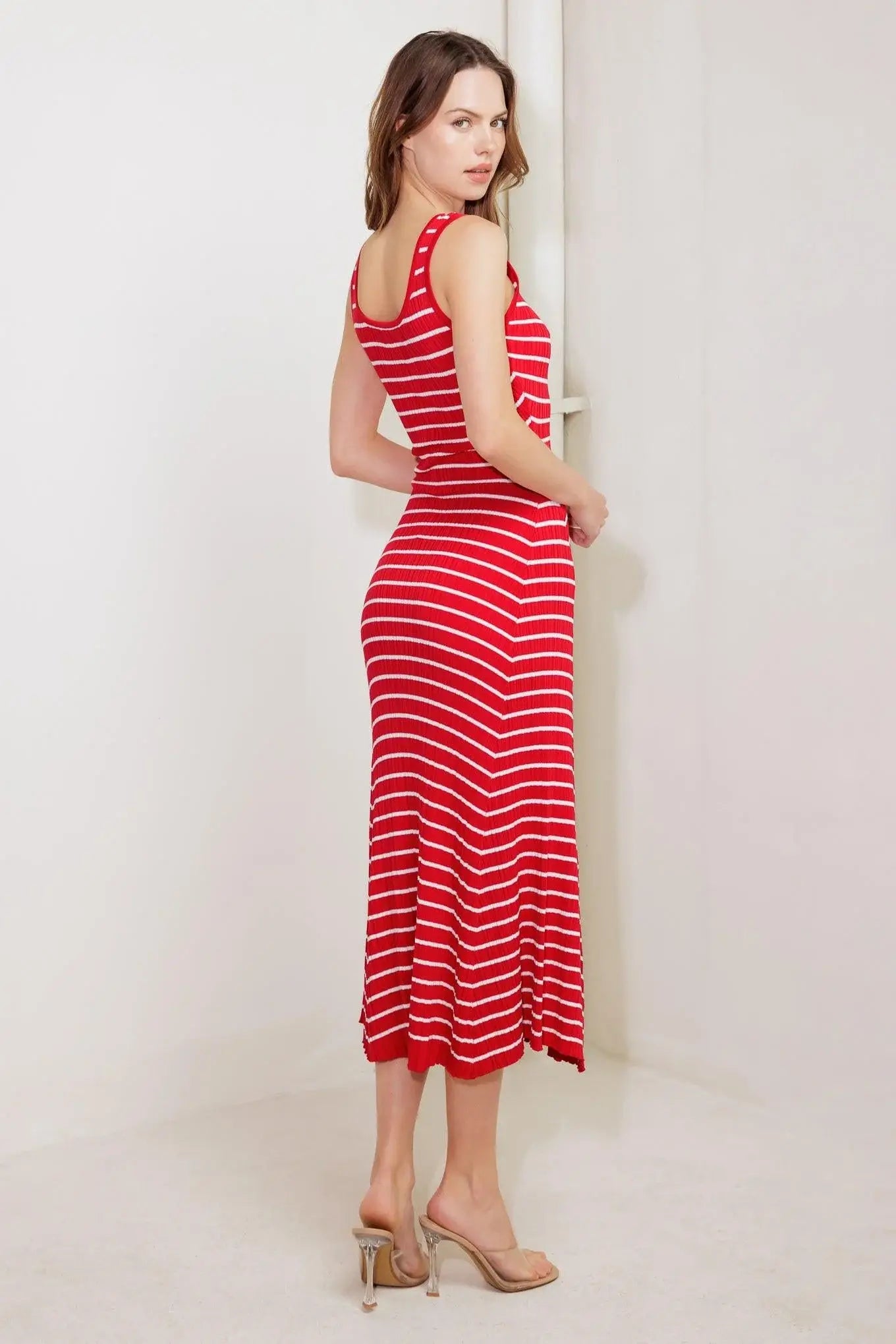 SOFT SIDE OF RED KNIT MIDI DRESS - Flying Tomato - Flyclothing LLC