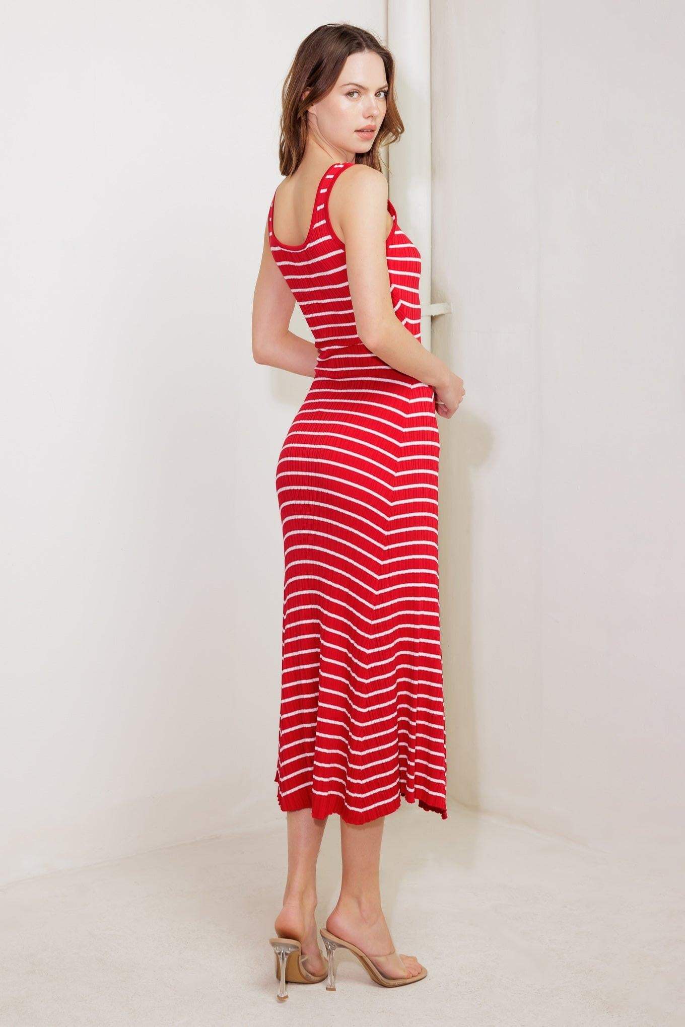 SOFT SIDE OF RED KNIT MIDI DRESS - Flying Tomato - Flyclothing LLC