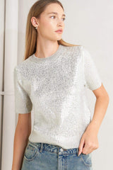 SILVER GLOW KNIT TOP - Flying Tomato - Flyclothing LLC
