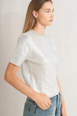 SILVER GLOW KNIT TOP - Flying Tomato - Flyclothing LLC