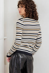 SWEET STRIPE MUSE SWEATER KNIT TOP - Flying Tomato - Flyclothing LLC