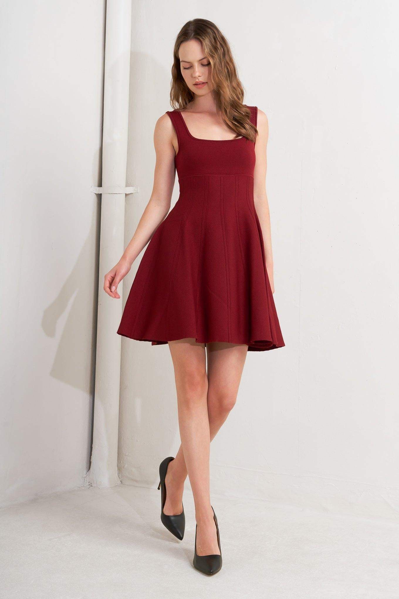 SKATER IN WINE SWEATER MINI DRESS - Flying Tomato - Flyclothing LLC