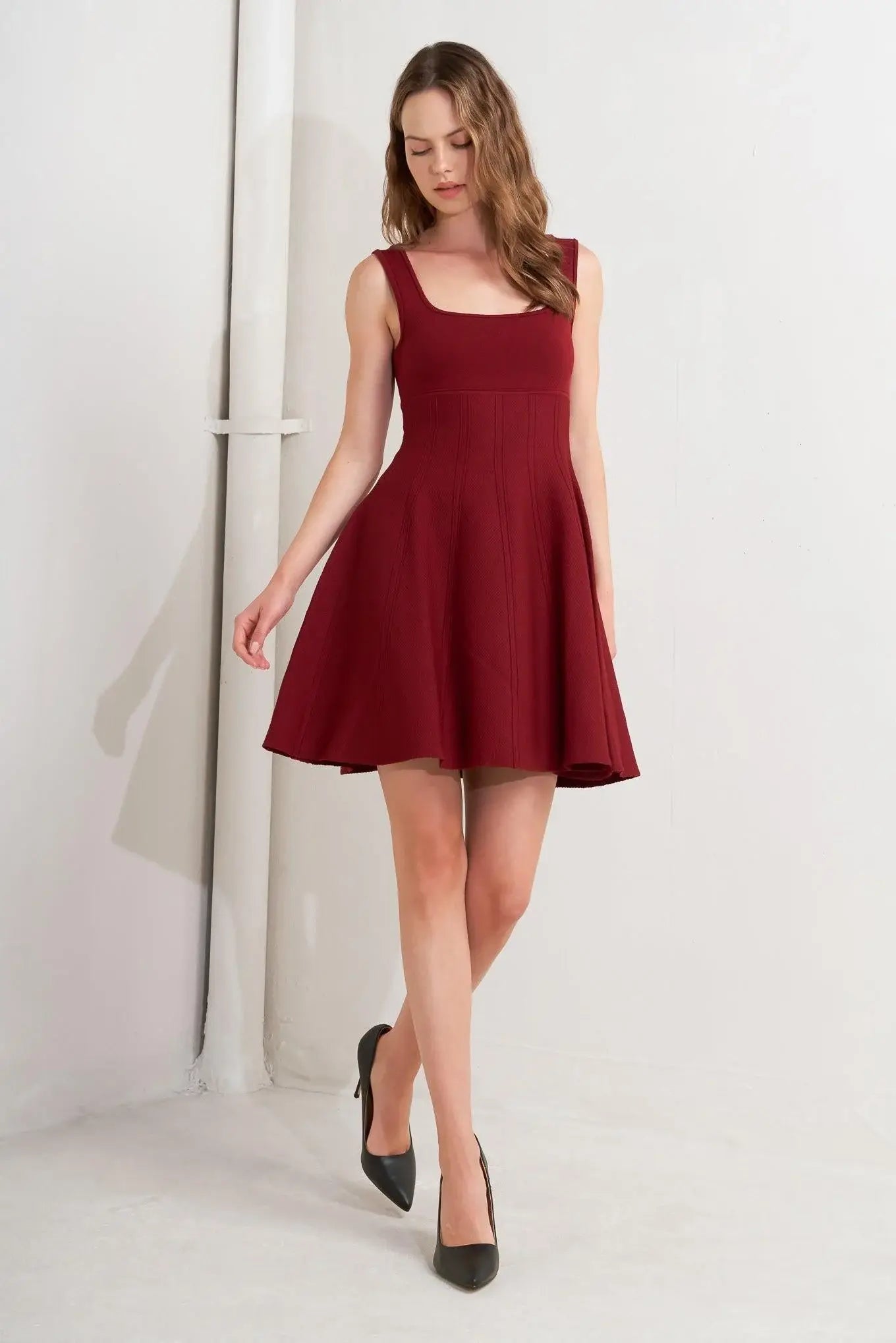 SKATER IN WINE SWEATER MINI DRESS - Flying Tomato - Flyclothing LLC