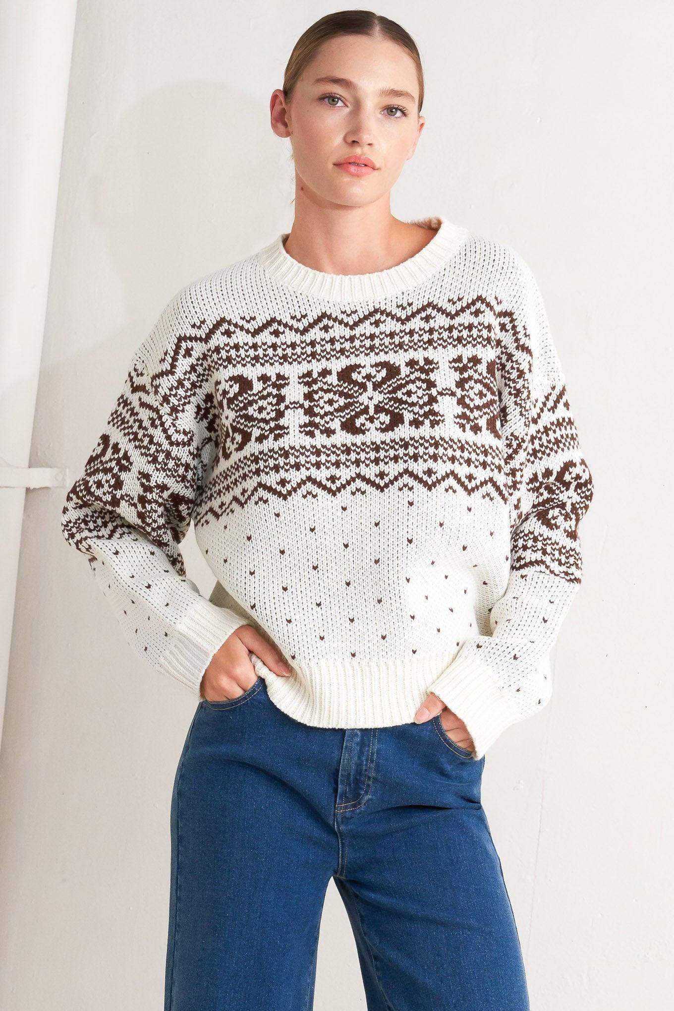 SNOWFLAKE GLAM PULLOVER SWEATER TOP - Flying Tomato - Flyclothing LLC