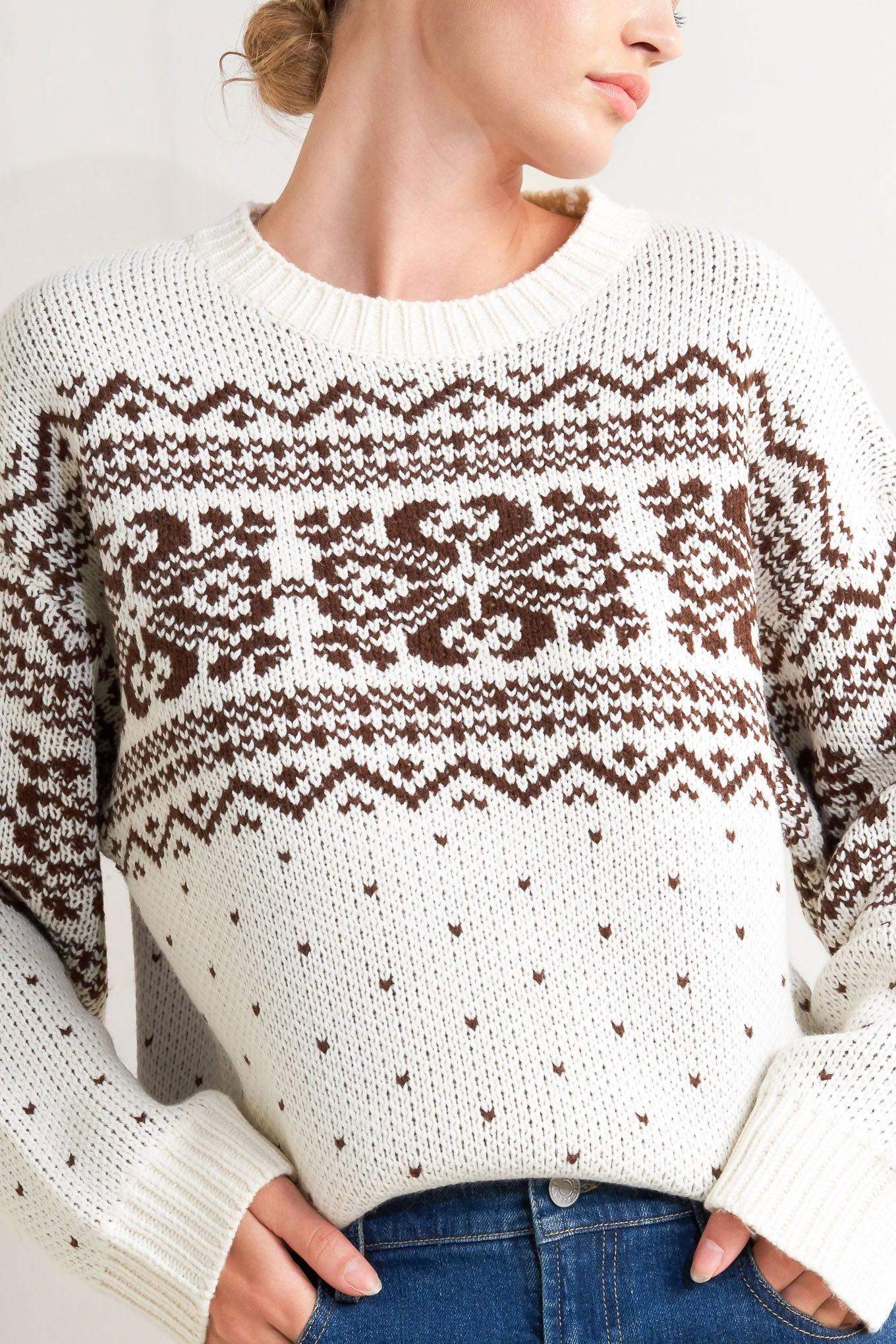 SNOWFLAKE GLAM PULLOVER SWEATER TOP - Flying Tomato - Flyclothing LLC