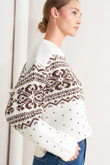 SNOWFLAKE GLAM PULLOVER SWEATER TOP - Flying Tomato - Flyclothing LLC