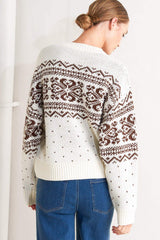 SNOWFLAKE GLAM PULLOVER SWEATER TOP - Flying Tomato - Flyclothing LLC