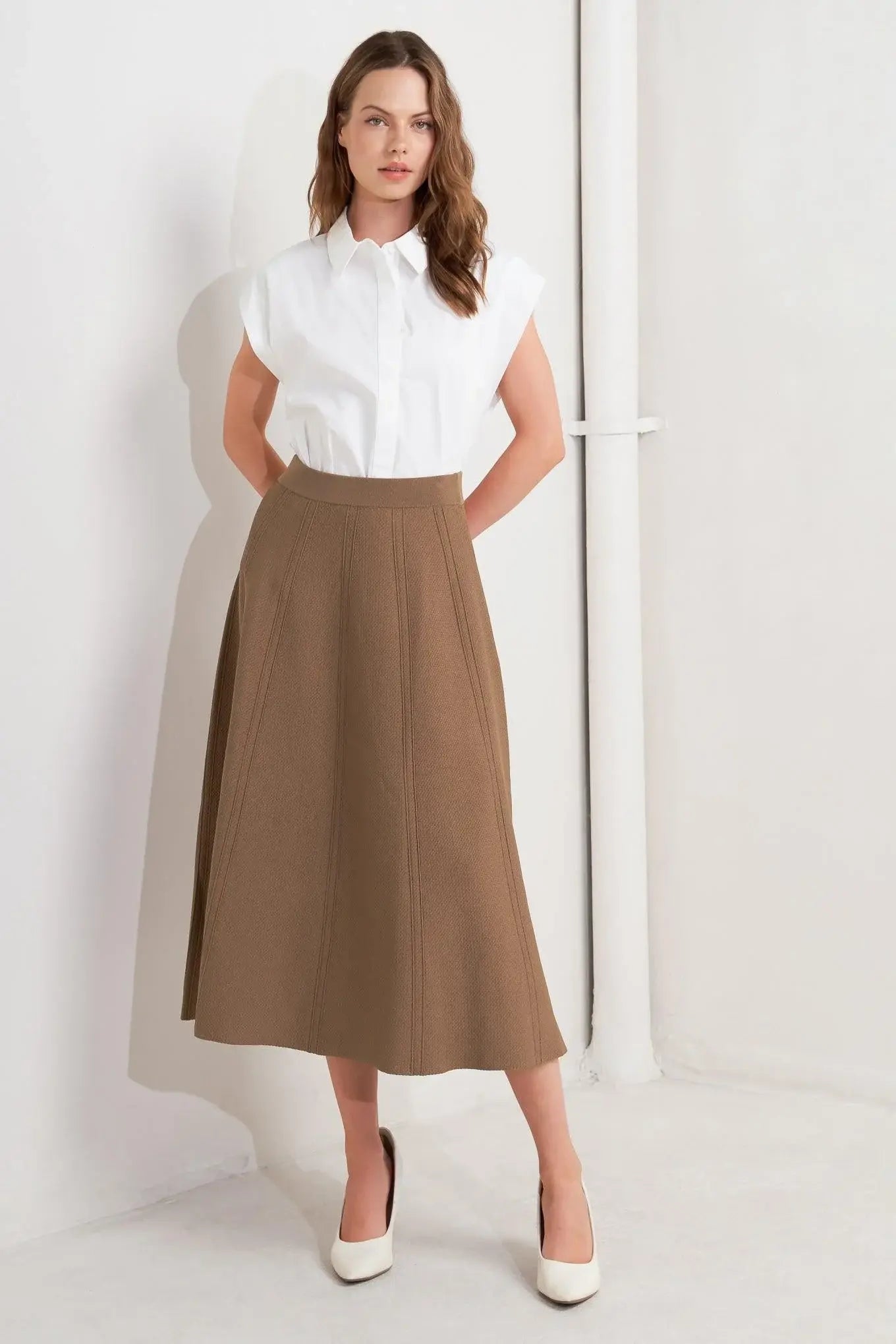 LATTE LANE SWEATER KNIT CIRCLE SKIRT - Flying Tomato - Flyclothing LLC