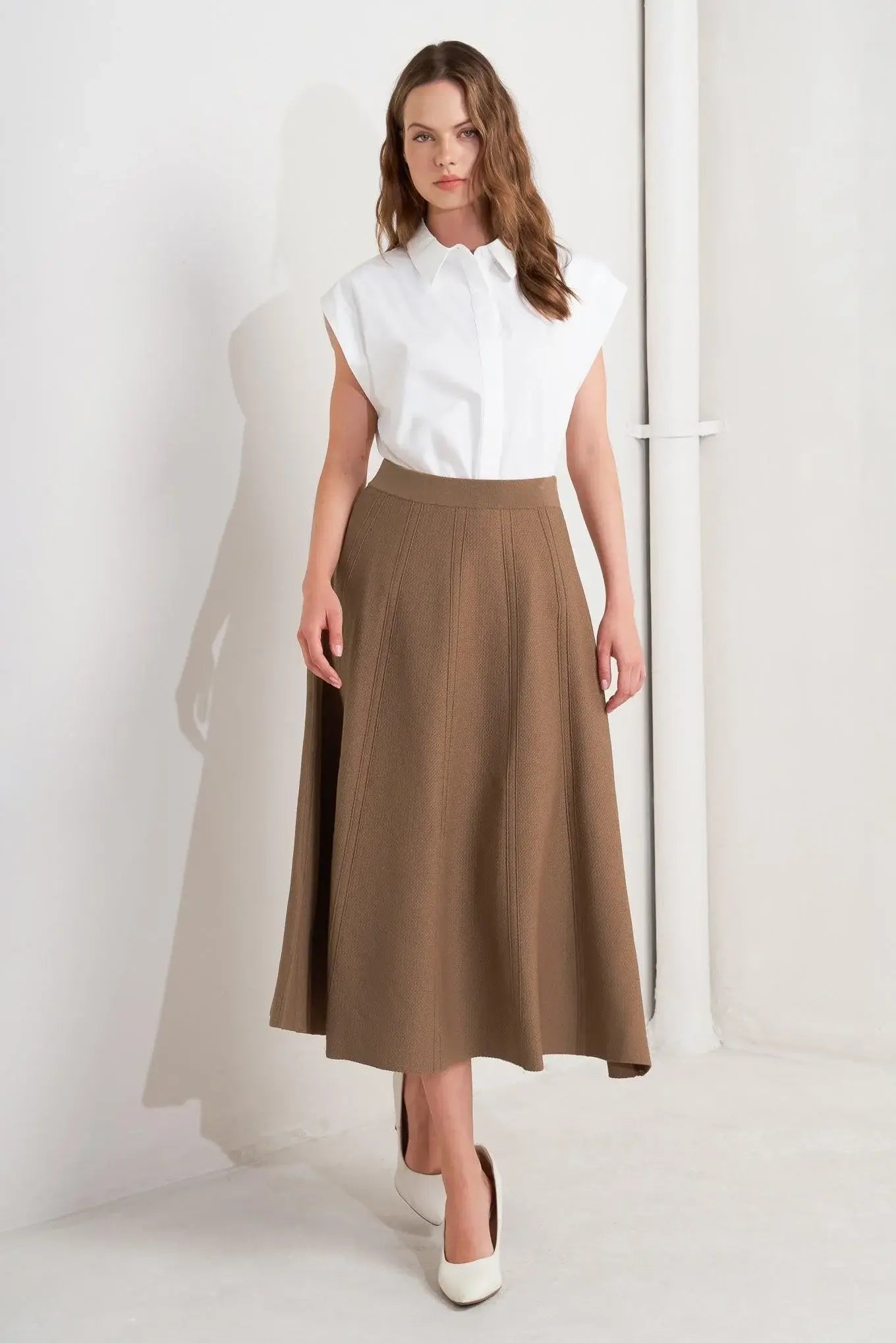 LATTE LANE SWEATER KNIT CIRCLE SKIRT - Flying Tomato - Flyclothing LLC