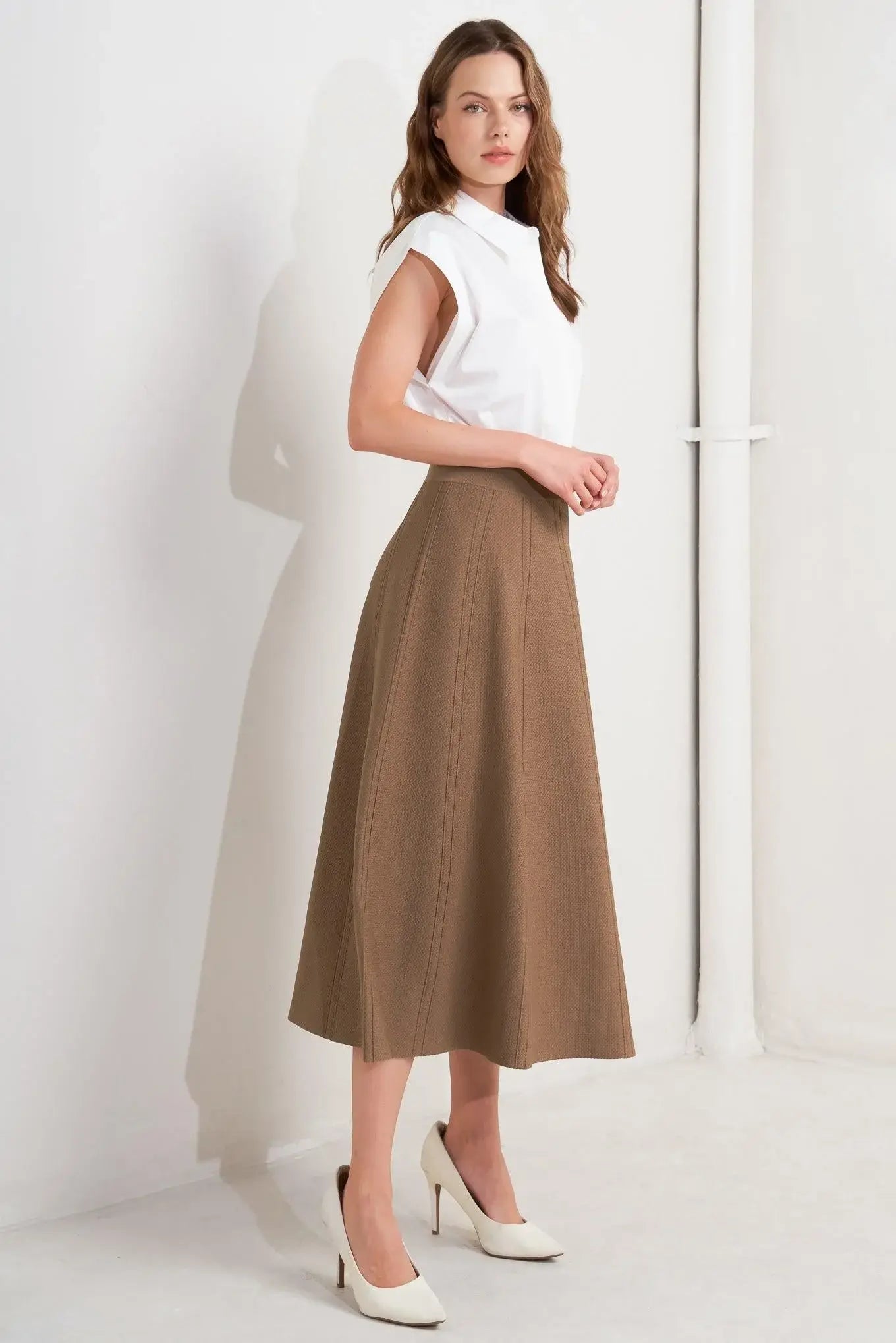 LATTE LANE SWEATER KNIT CIRCLE SKIRT - Flying Tomato - Flyclothing LLC