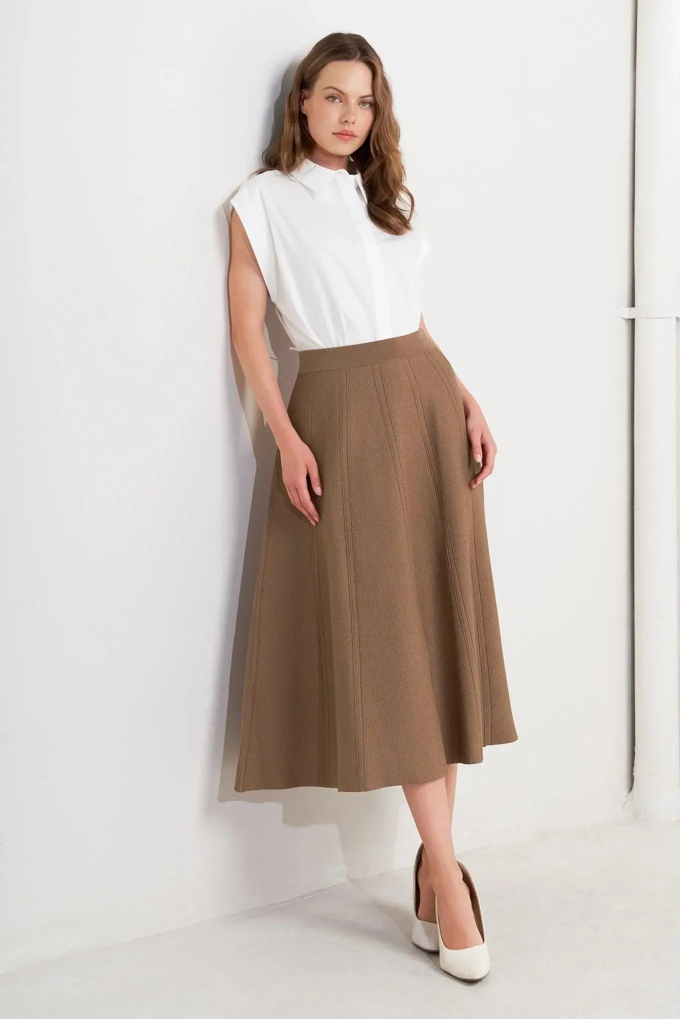 LATTE LANE SWEATER KNIT CIRCLE SKIRT - Flying Tomato - Flyclothing LLC
