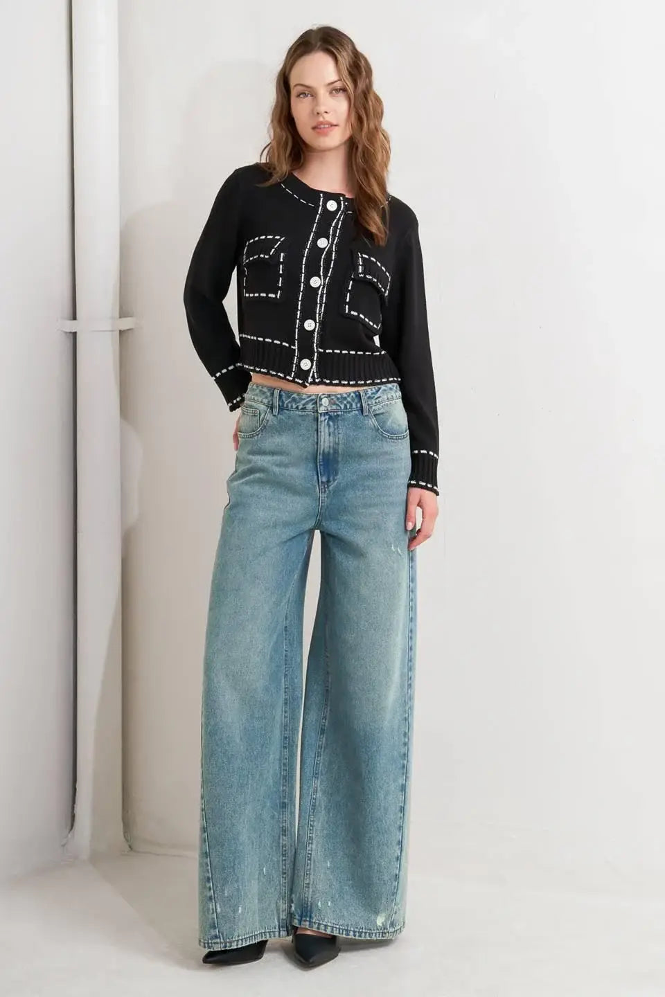MONO FRAME SWEATER KNIT TOP - Flying Tomato - Flyclothing LLC