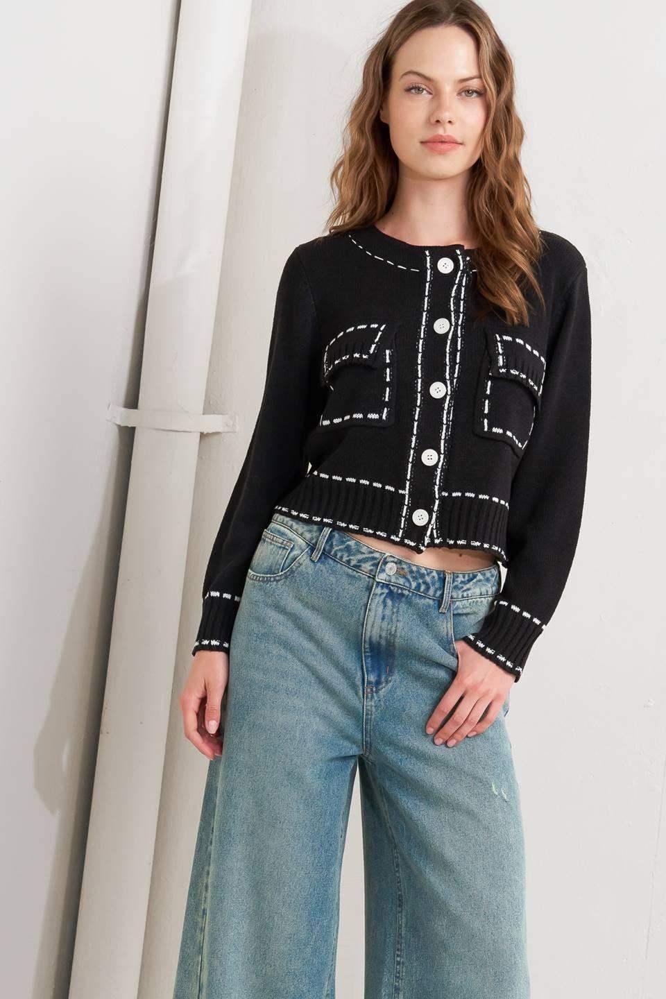 MONO FRAME SWEATER KNIT TOP - Flying Tomato - Flyclothing LLC