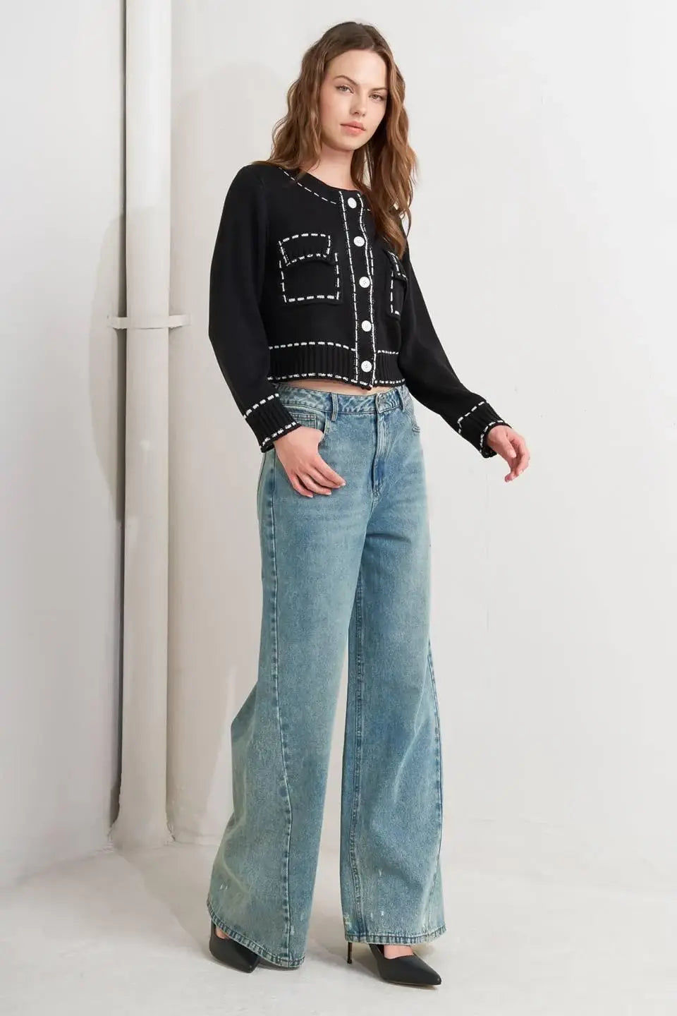 MONO FRAME SWEATER KNIT TOP - Flying Tomato - Flyclothing LLC
