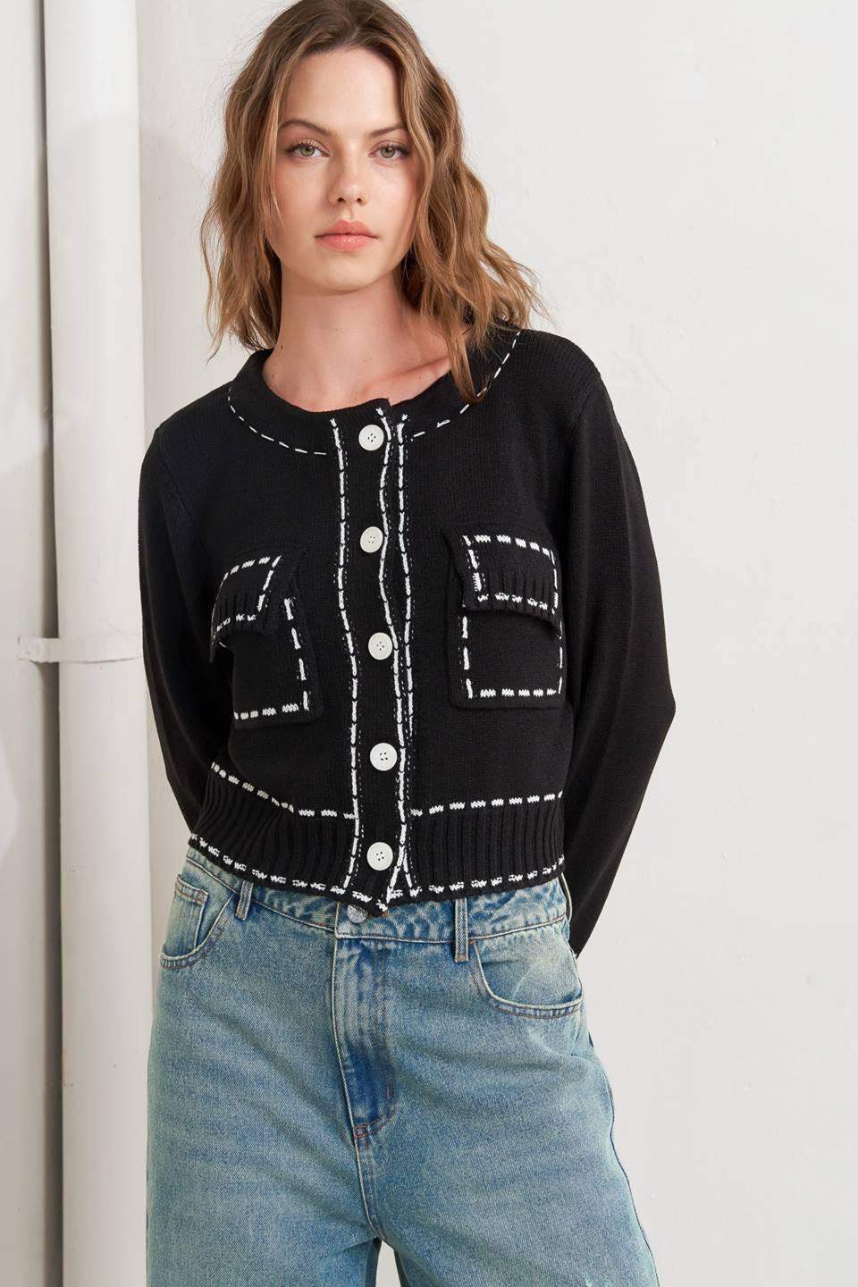 MONO FRAME SWEATER KNIT TOP - Flying Tomato - Flyclothing LLC
