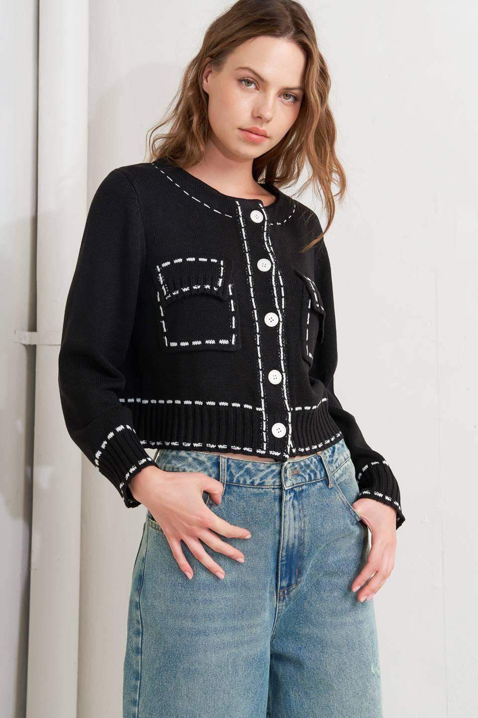 MONO FRAME SWEATER KNIT TOP - Flying Tomato - Flyclothing LLC