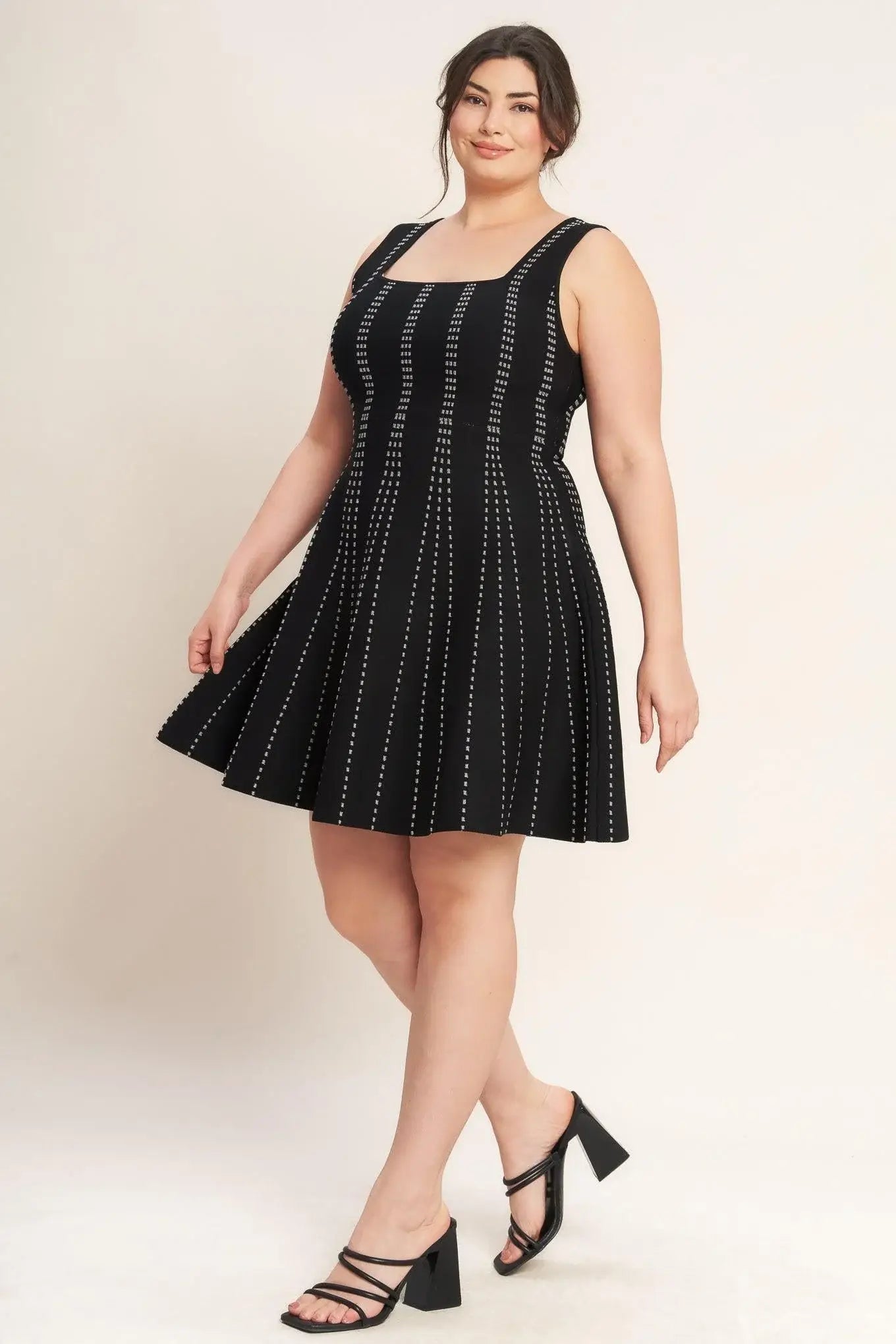 SUGAR STRIPE JACQUARD SWEATER MINI DRESS - Flying Tomato - Flyclothing LLC