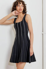 SUGAR STRIPE JACQUARD SWEATER MINI DRESS - Flying Tomato - Flyclothing LLC