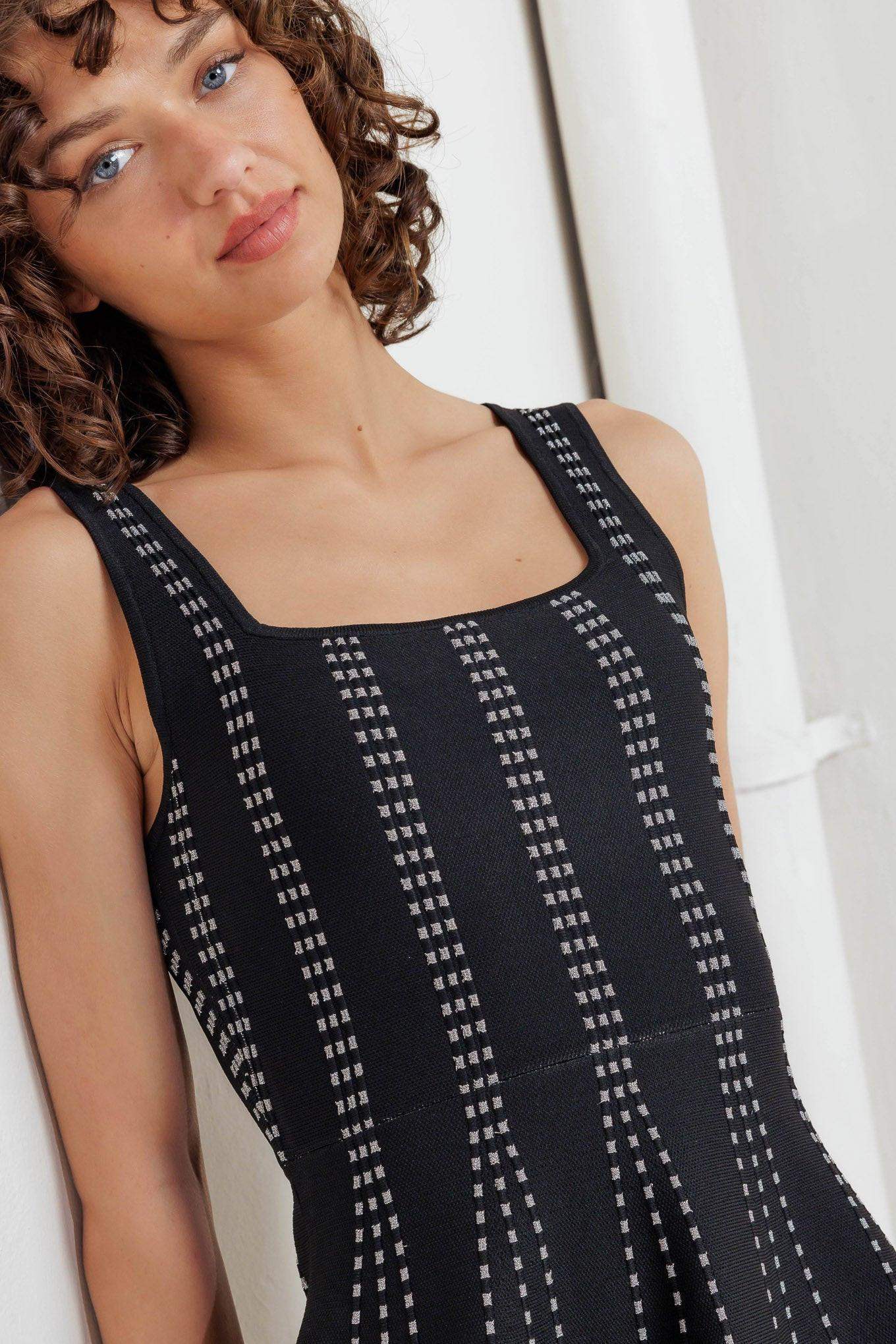 SUGAR STRIPE JACQUARD SWEATER MINI DRESS - Flying Tomato - Flyclothing LLC