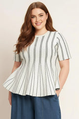EVENING RUSTLE JACQUARD SWEATER TOP - Flying Tomato - Flyclothing LLC